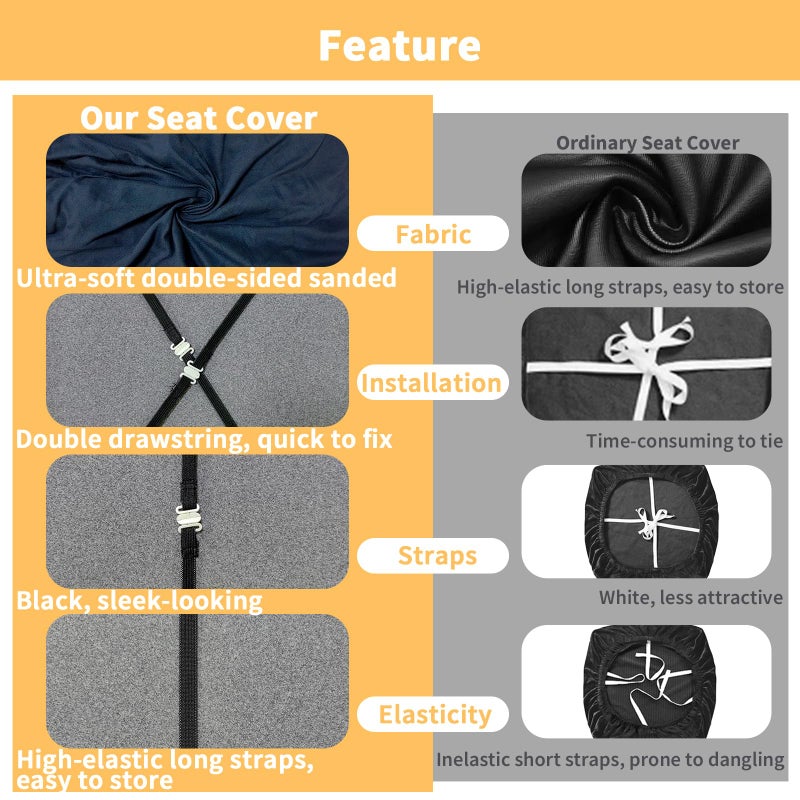 Gute Chair Seat Covers, Dining Room Chair Seat Covers with Ties, Stretch Solid Chair Covers Protectors for Dining Room Kitchen Chairs (6 Pcs, Navy Blue) - Image 3